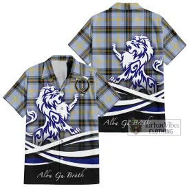 Bell Tartan Short Sleeve Button Shirt with Alba Gu Brath Regal Lion Emblem