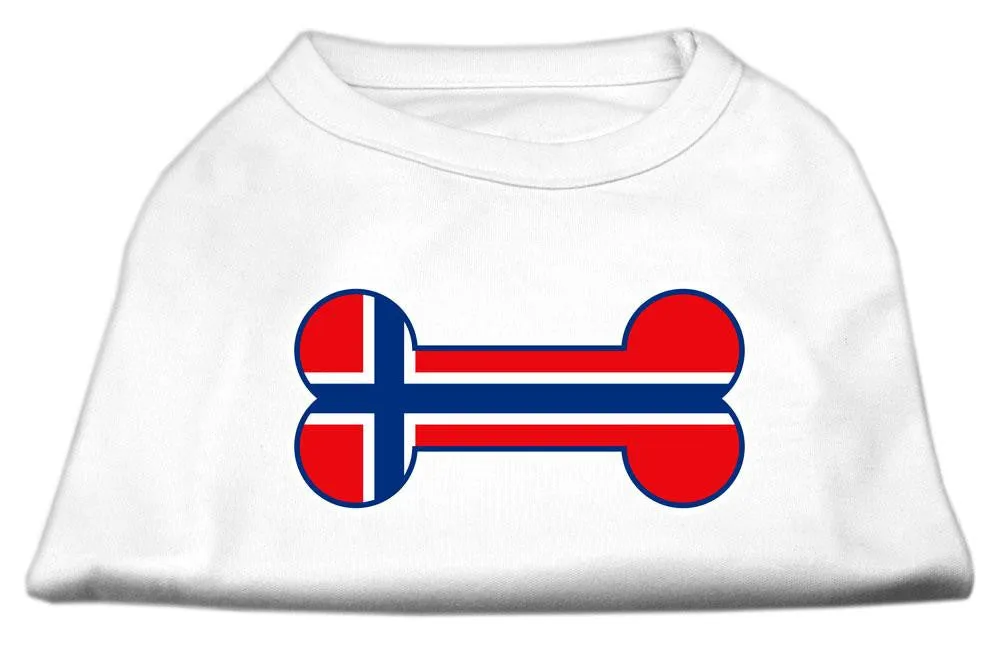 Bone Shaped Norway Flag Screen Print Shirts White XXL (18)