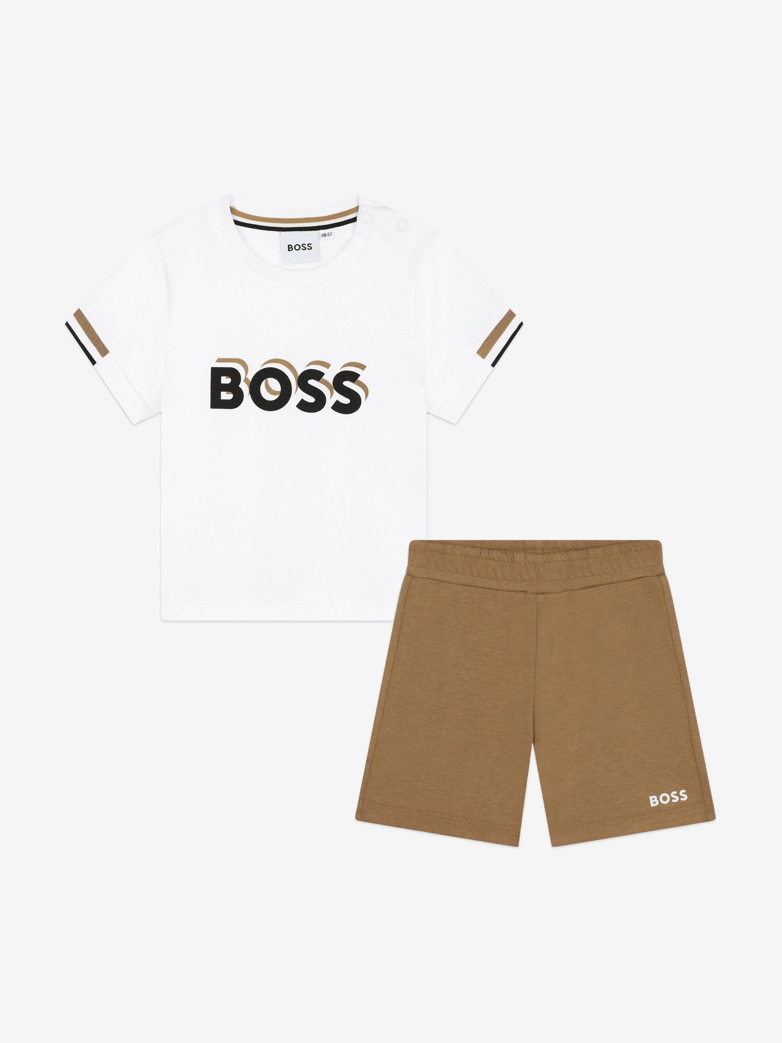 BOSS Baby Boys T-Shirt And Shorts Set in Beige