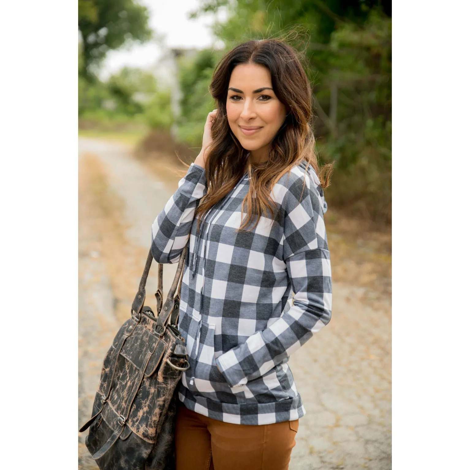 Charcoal Plaid Hoodie