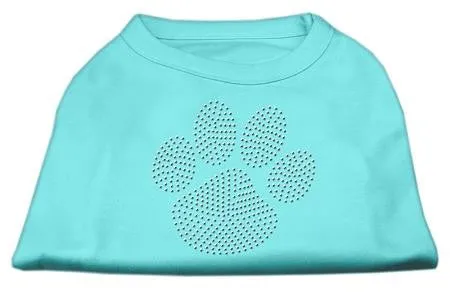 Clear Rhinestone Paw Shirts Aqua XXL (18)