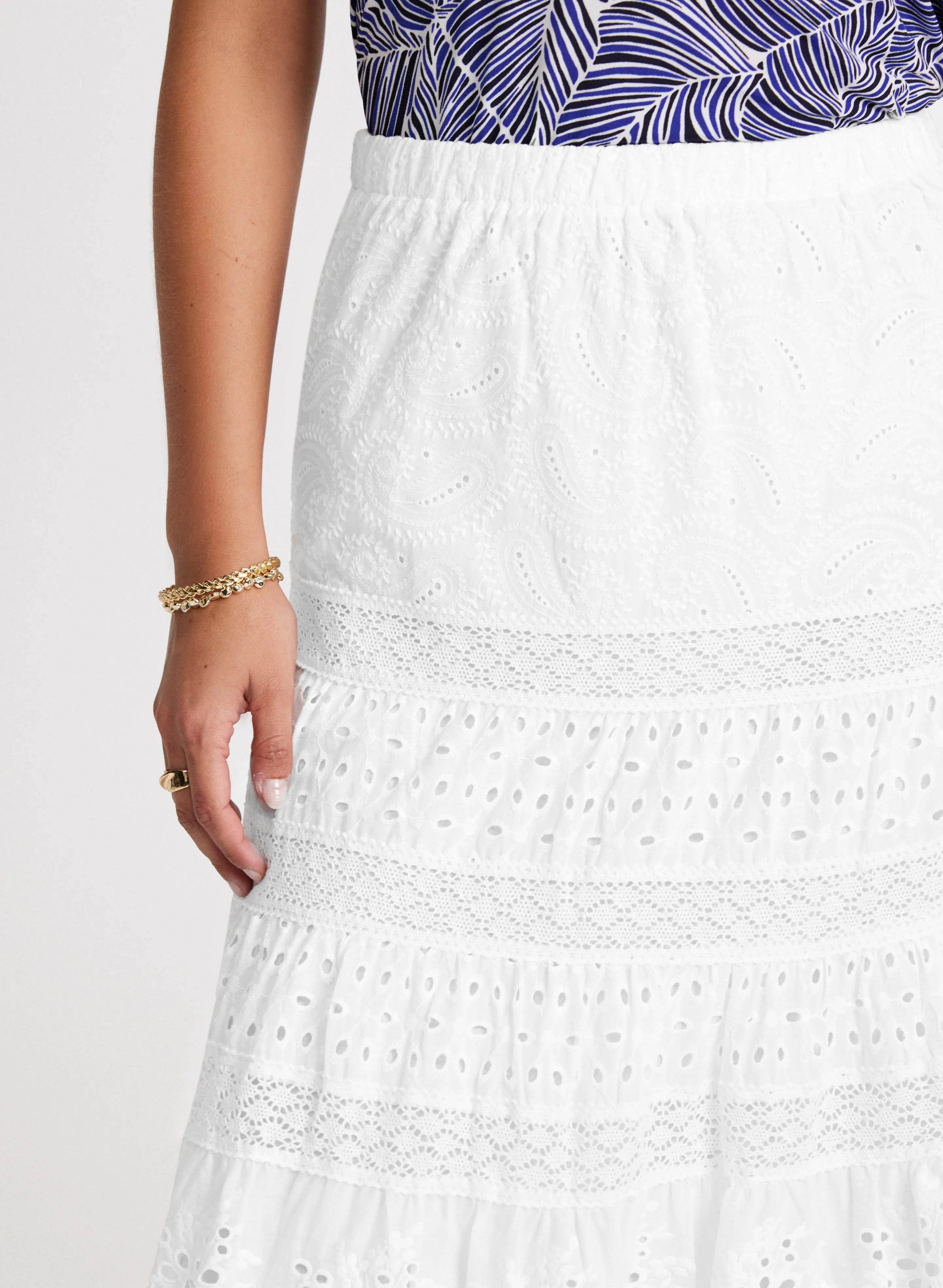 Cotton Eyelet Tiered Maxi Skirt