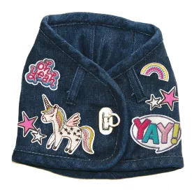 Custom Unicorn Hollywood Denim Dog Harness Vest