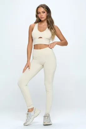 Cut-Out Sports Bra & Leggings Activewear Set