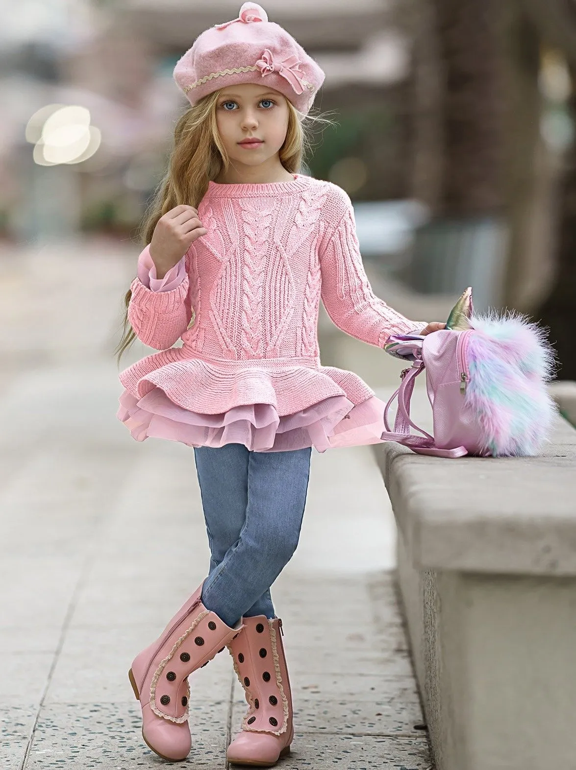 Cute As Pie Pink Cable Knit Tutu Sweater