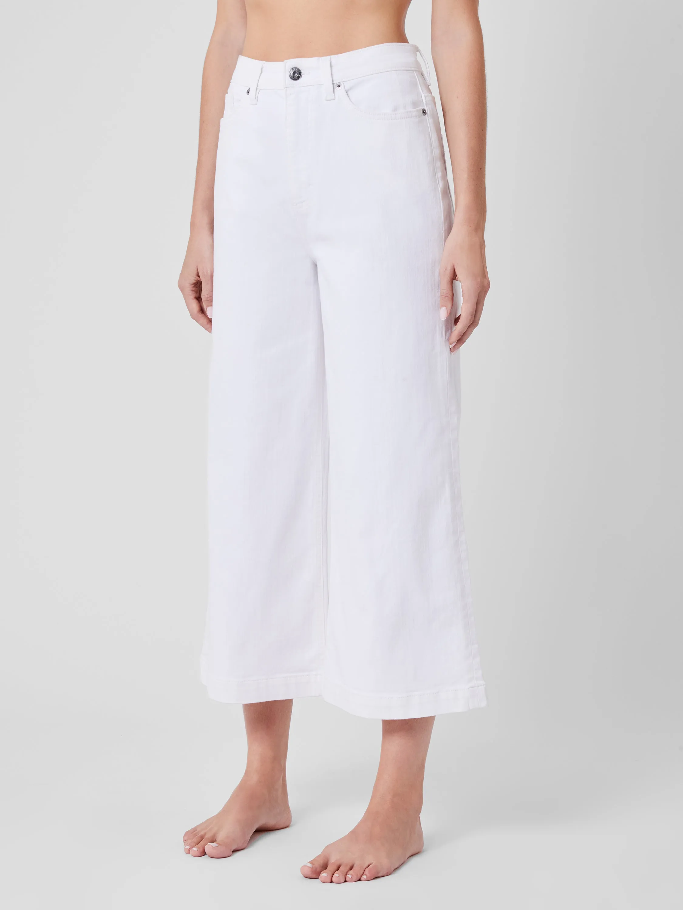 Denim Stretch White Culottes 24 Inch