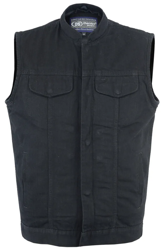 DM982 Men's Black Denim Concealment Vest