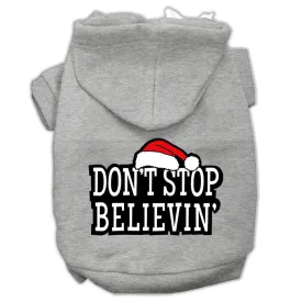 Don't Stop Believin' Screenprint Pet Hoodies Grey Size Xs (8)