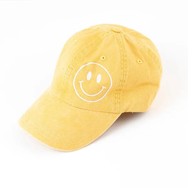 Embroidered Smiley Face Outline Canvas Hat