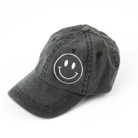 Embroidered Smiley Face Outline Canvas Hat