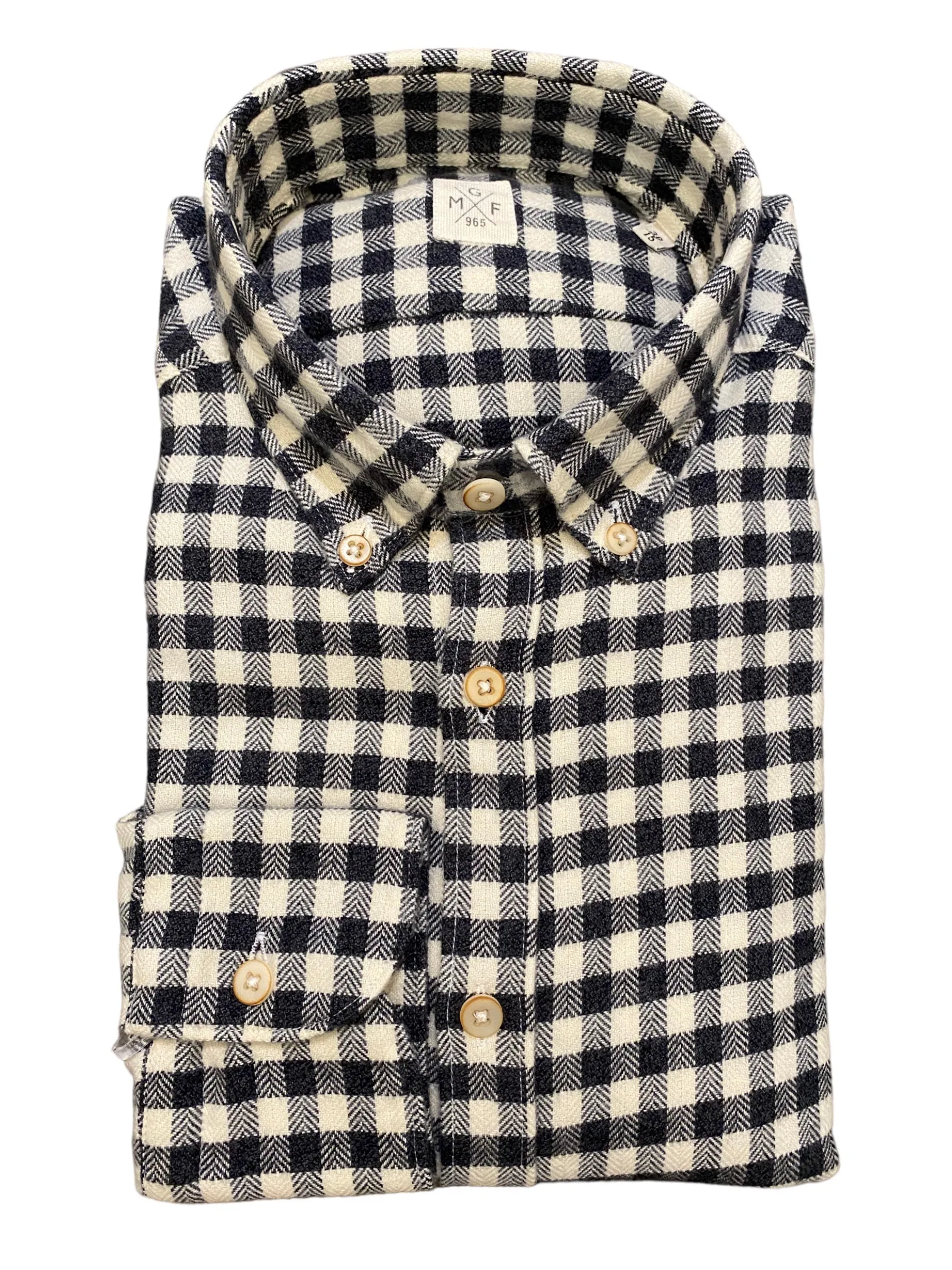 GMF 965 Flannel Gingham Shirt Black/Ivory