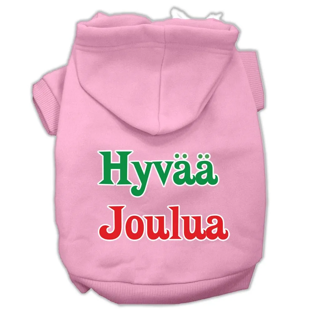 Hyvaa Joulua Screen Print Pet Hoodies Light Pink L (14)