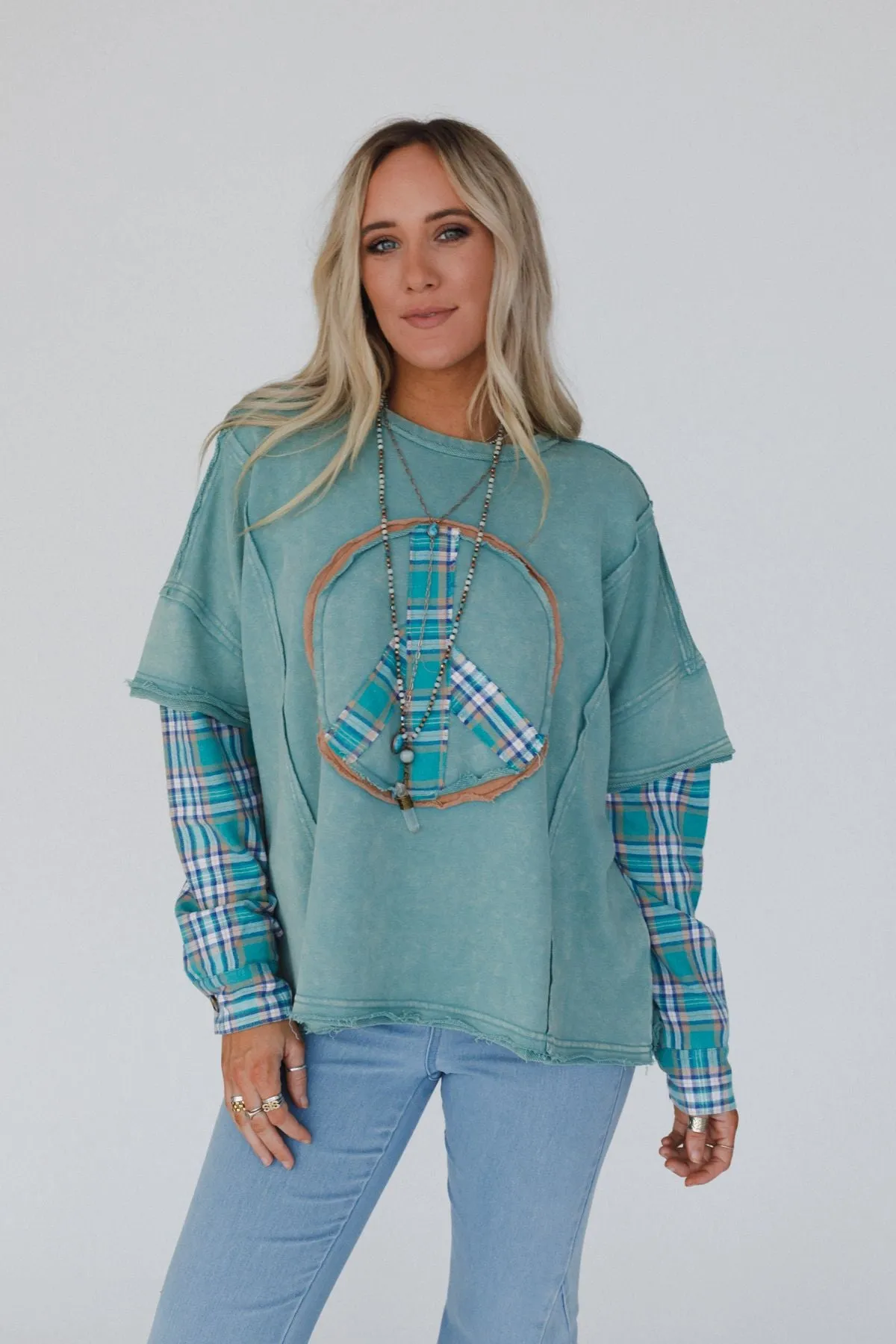 Keep Me Plaid Top - Teal