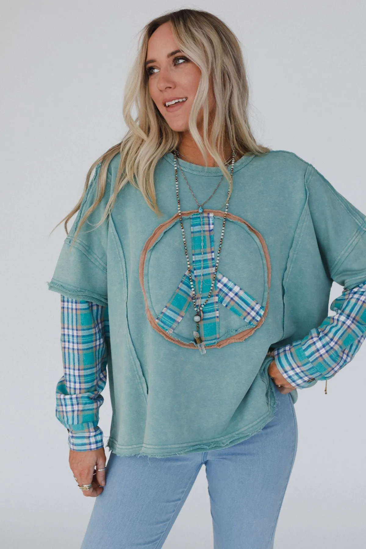 Keep Me Plaid Top - Teal