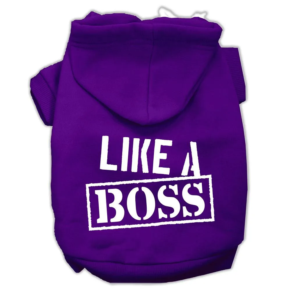 Like A Boss Screen Print Pet Hoodies Purple Size Med (12)