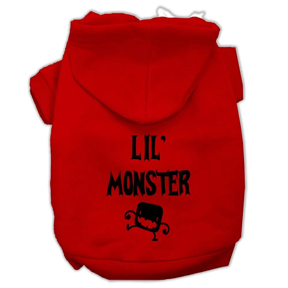 Lil Monster Screen Print Pet Hoodies Red Size XS (8)