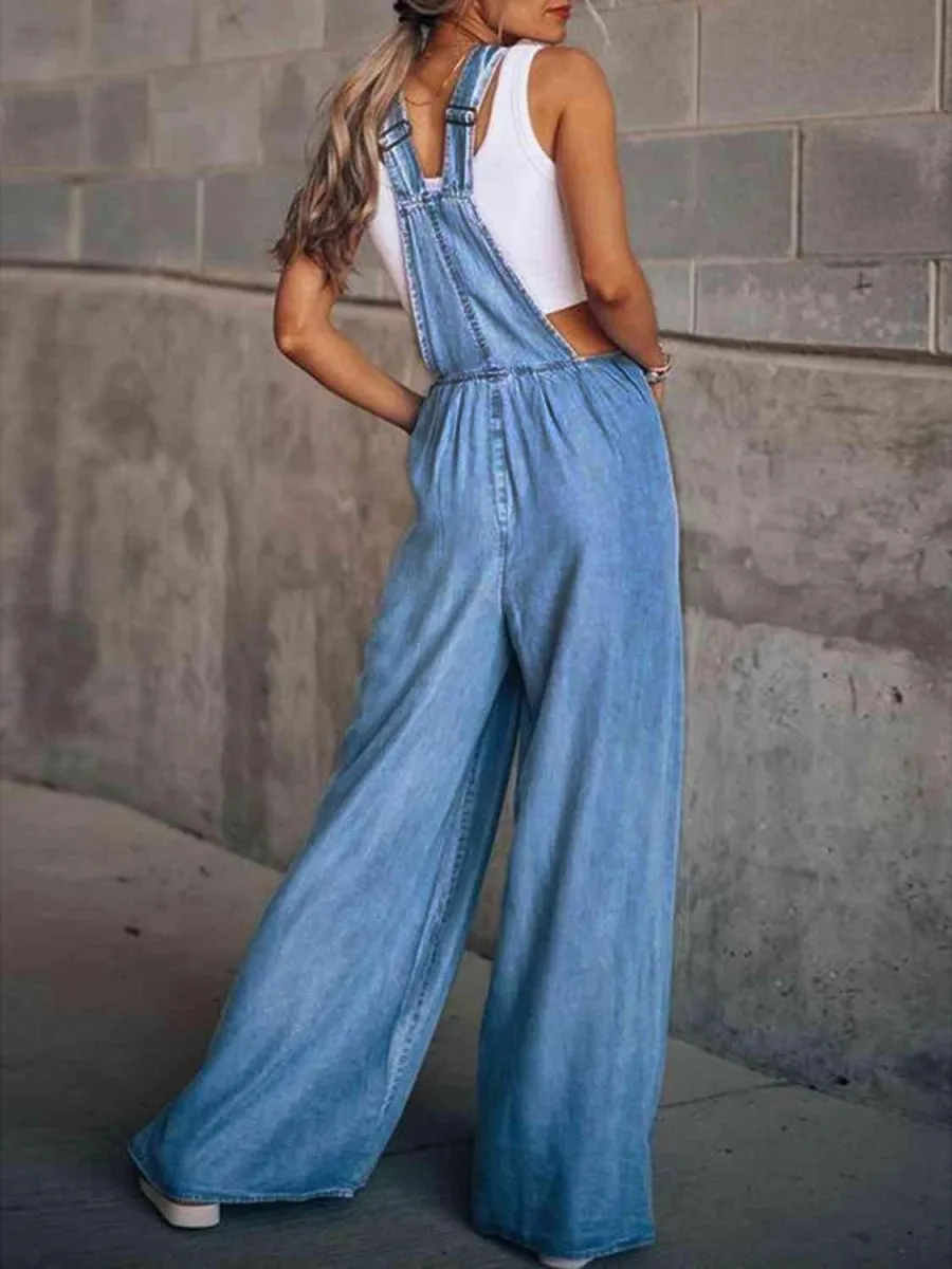 Mason Wide Leg Denim Overalls