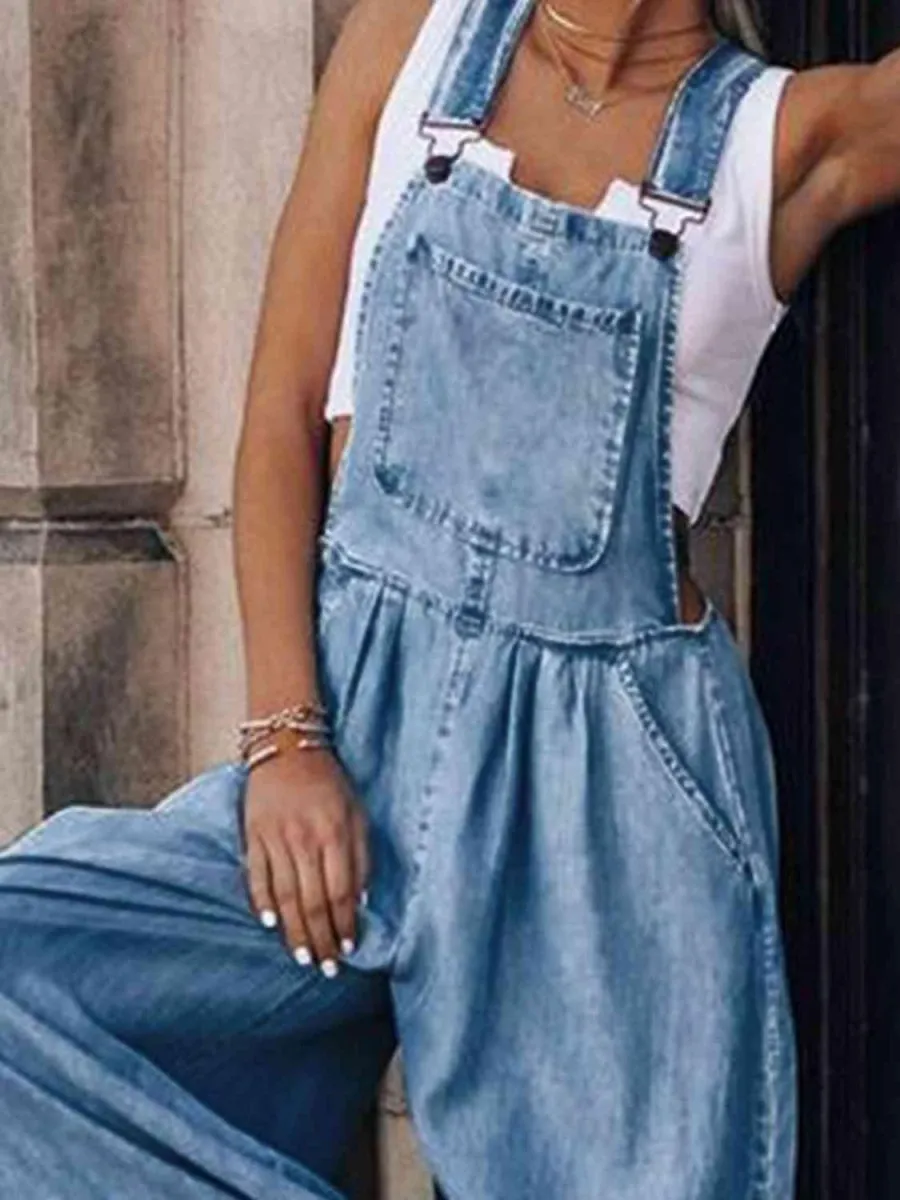 Mason Wide Leg Denim Overalls