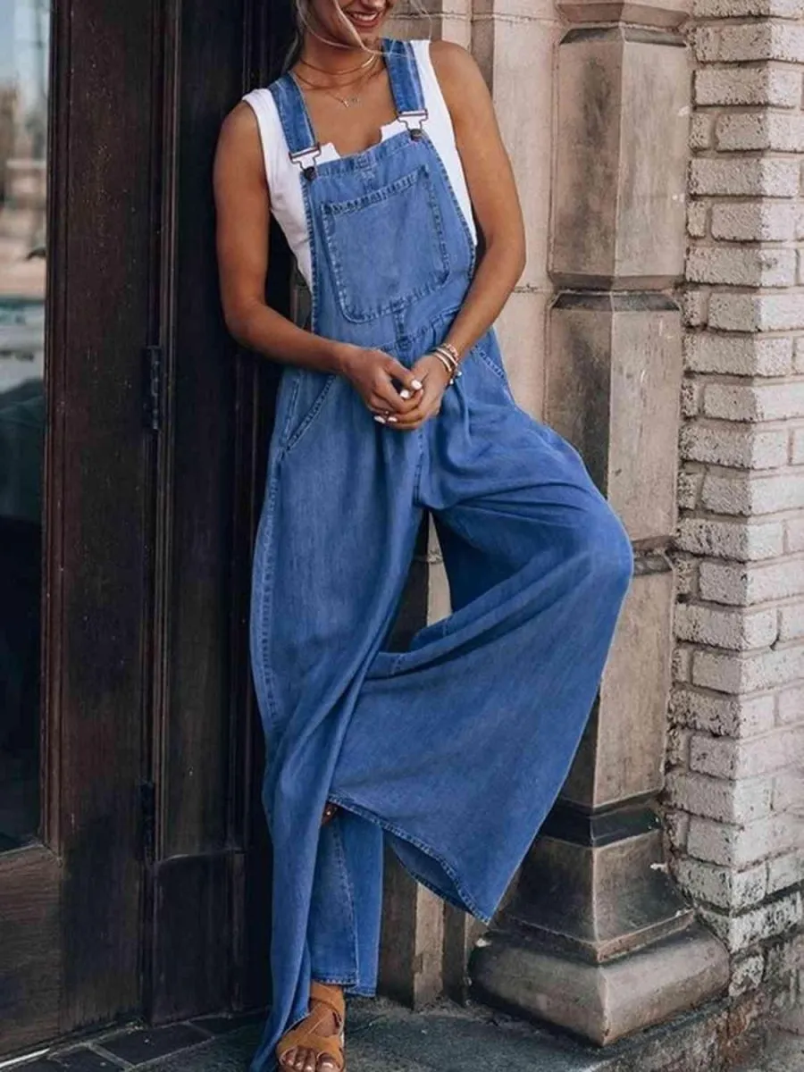 Mason Wide Leg Denim Overalls