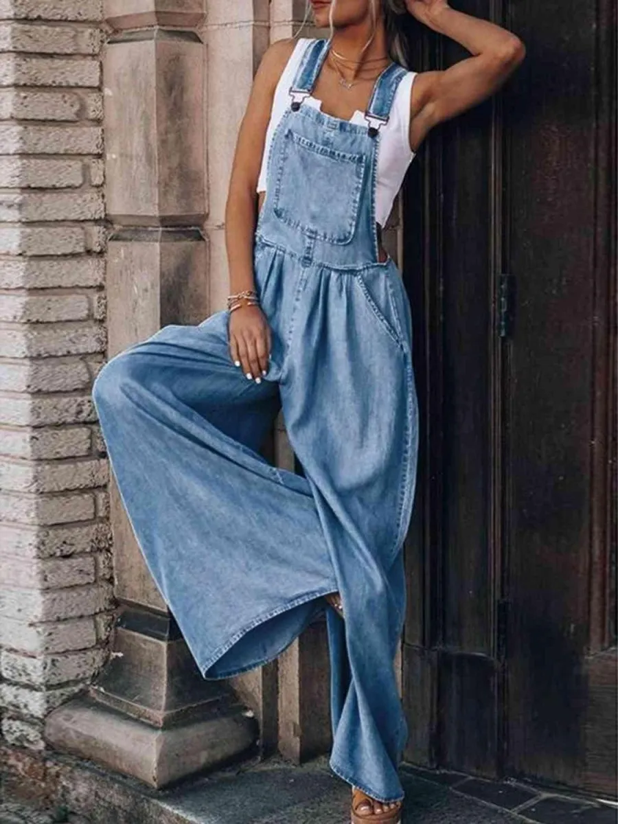 Mason Wide Leg Denim Overalls