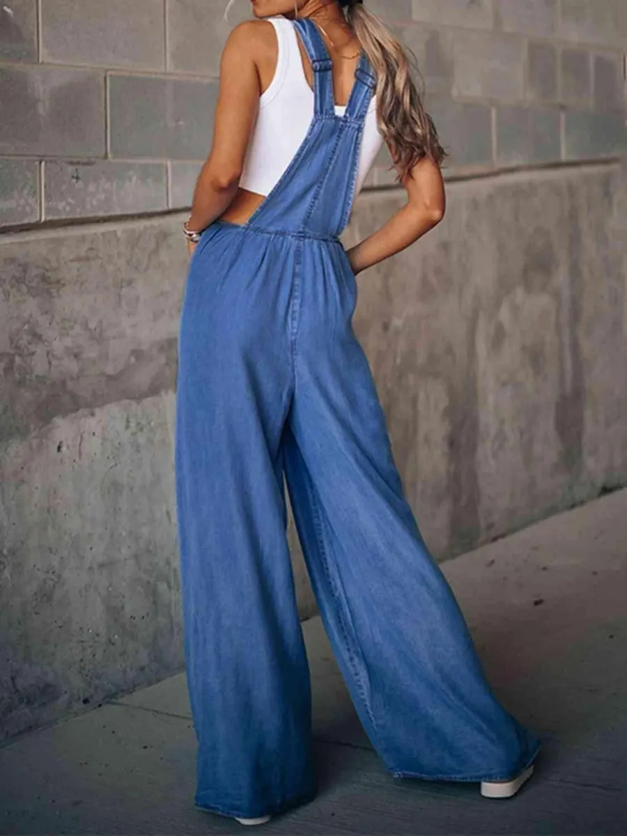 Mason Wide Leg Denim Overalls