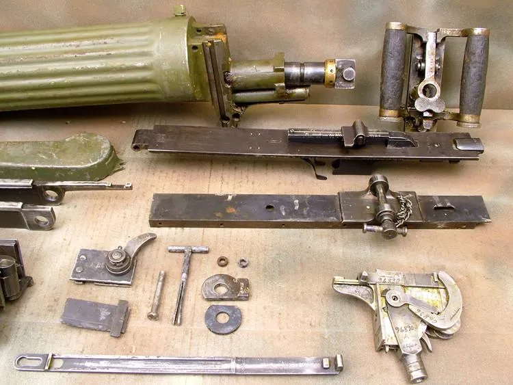 Maxim M-1910 Machine Gun Parts Set with Sokolov Mount: Russian Fluted