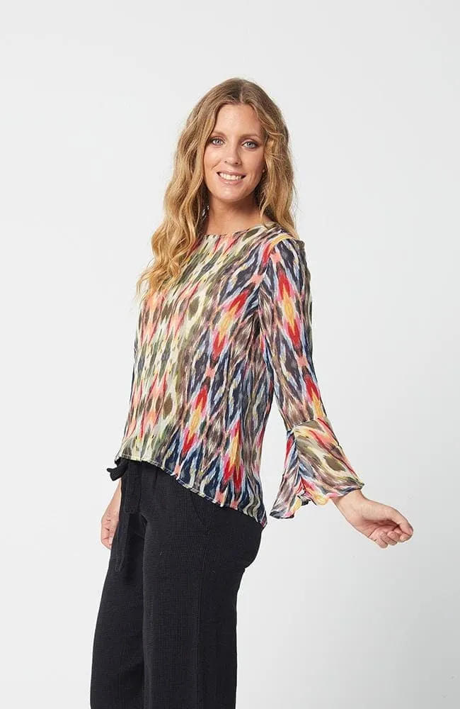 MEGAN Top -Scarf Print