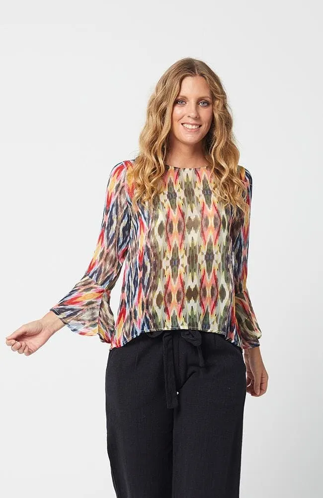 MEGAN Top -Scarf Print