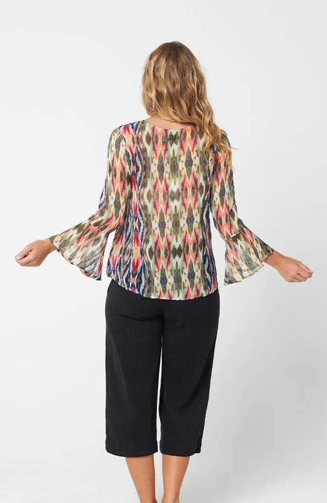 MEGAN Top -Scarf Print