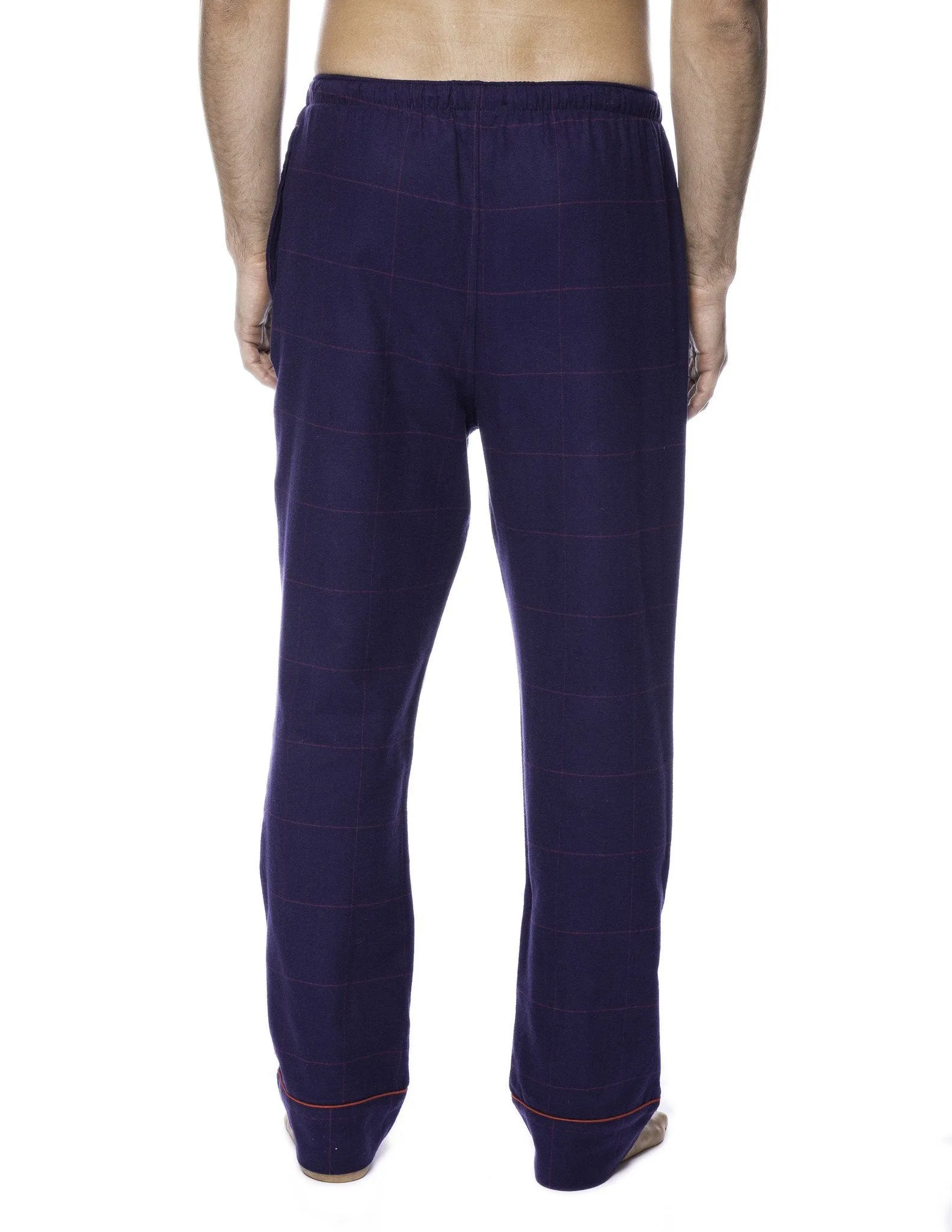 Men's 100% Cotton Flannel Lounge Pants - 2 Pack - 2-Pack (Windowpane Checks Blue-Red/Dark Blue)