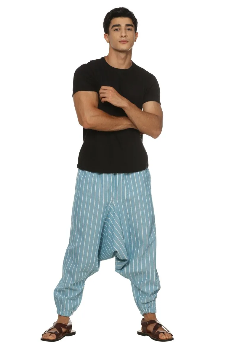 Men's Harem Pack of 2 | Dark Blue and Blue Stripes | Fits Waist Size 28 to 36 Inches