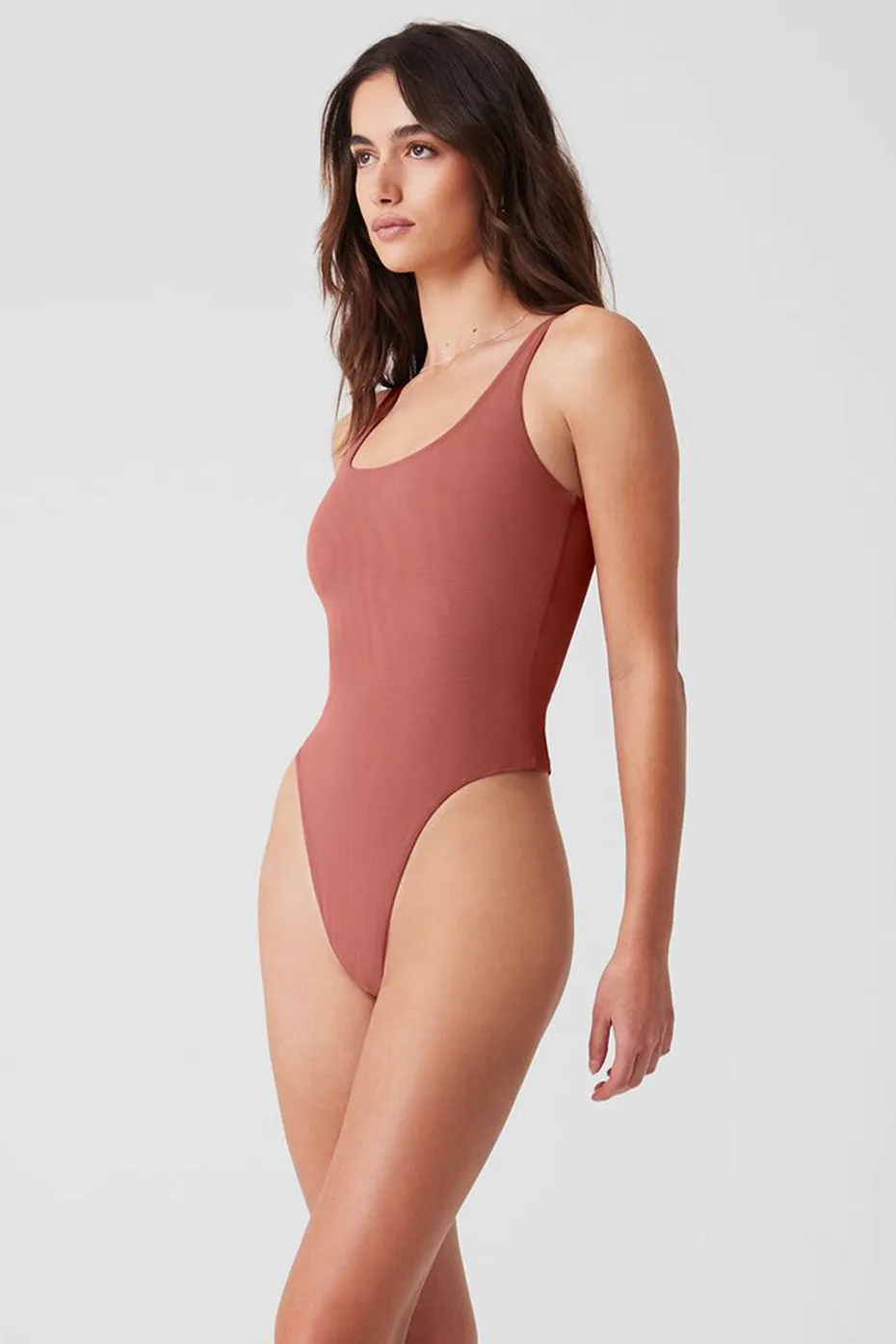 Mesh Sheer Illusion Bodysuit - Soft Terracotta