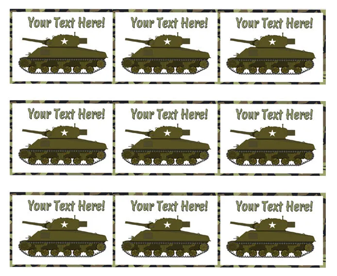 Military Sherman Tank - Edible Cake Topper, Cupcake Toppers, Strips