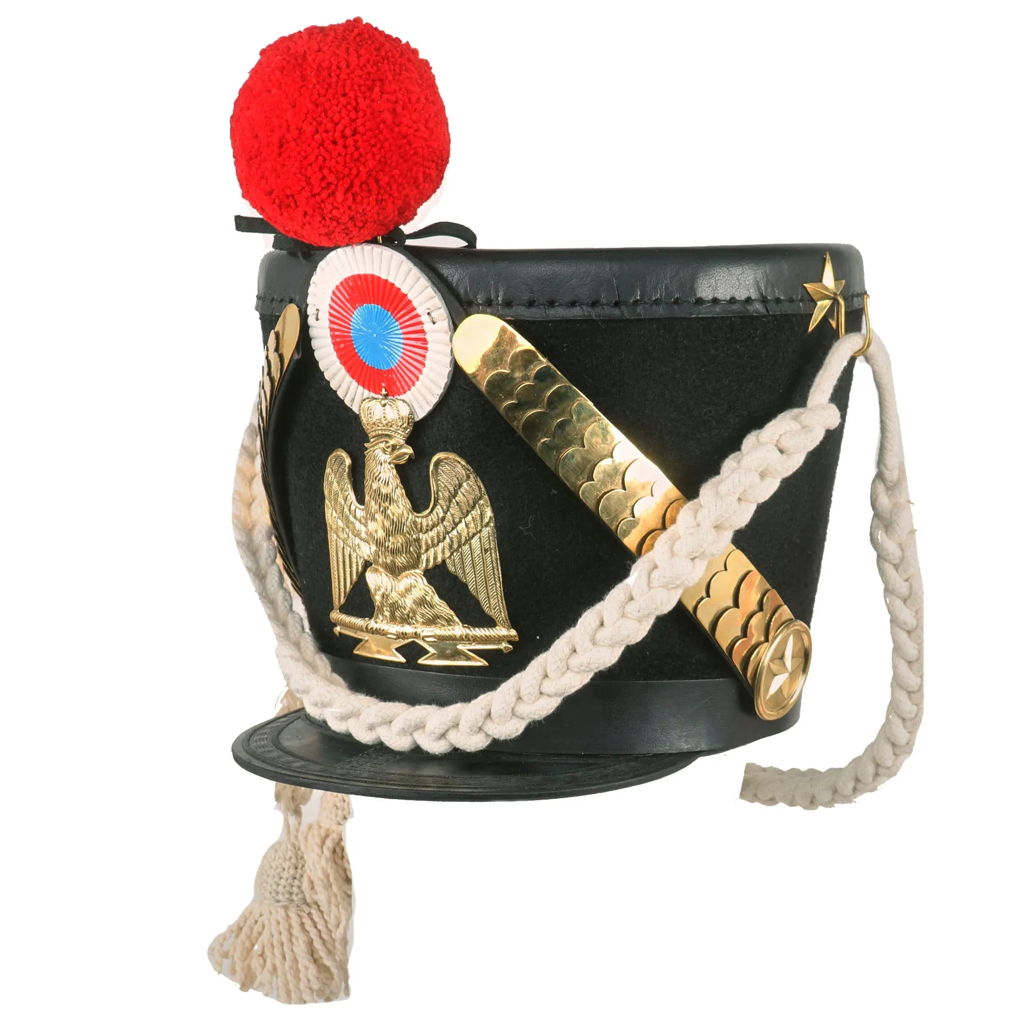 Museum Quality Replica French Napoleonic “Bell-Top” Shako Helmet with Chasseurs on Horse of the Young Guard Eagle & White Cord