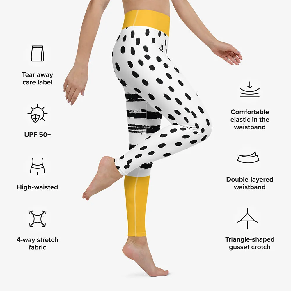 Printed Leggings "Dots&Stripes" Yellow