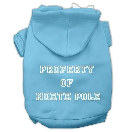 Property of North Pole Screen Print Pet Hoodies Baby Blue Size XXXL (20)