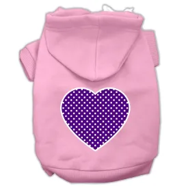 Purple Swiss Dot Heart Screen Print Pet Hoodies Light Pink Size XXXL (20)