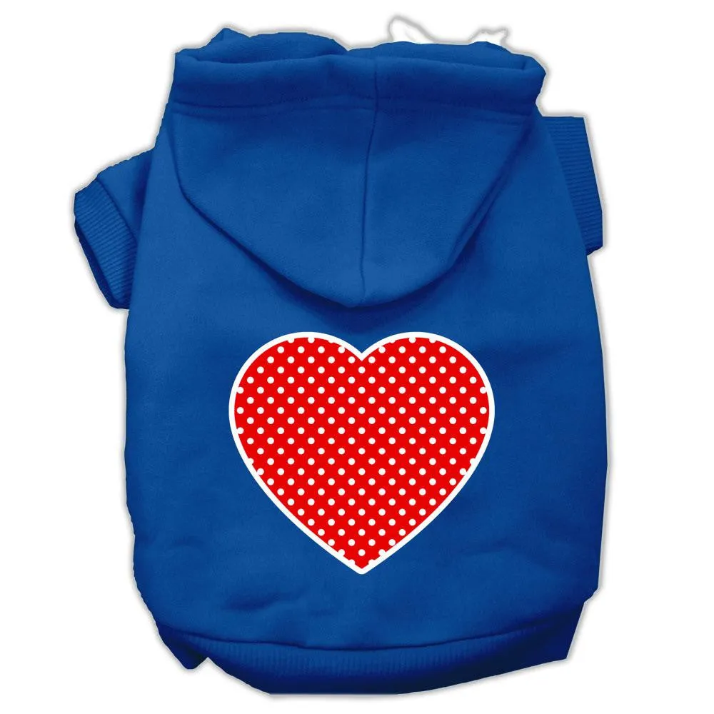 Red Swiss Dot Heart Screen Print Pet Hoodies Blue Size Med (12)