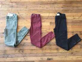 SALE! Moto Jeggings in Olive, Burgundy, and Black