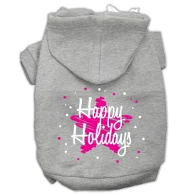 Scribble Happy Holidays Screenprint Pet Hoodies Grey Size Xxl (18)