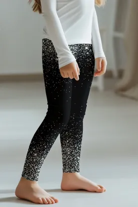 Silver Chichi Lucy Stunning Black Printed Leggings - Kids