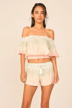 Spring Meadow Tie Dye Off Shoulder Bell Sleeve Top