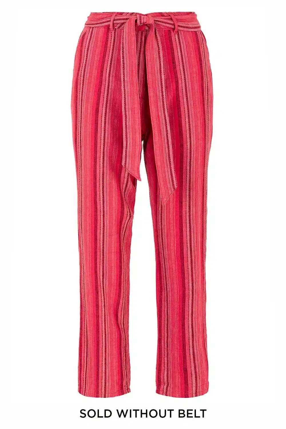 Striped Linen Blend Crop Trouser