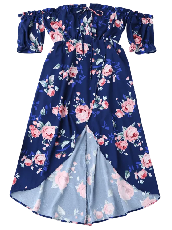 Stunning Off Shoulder High Low Floral Dress