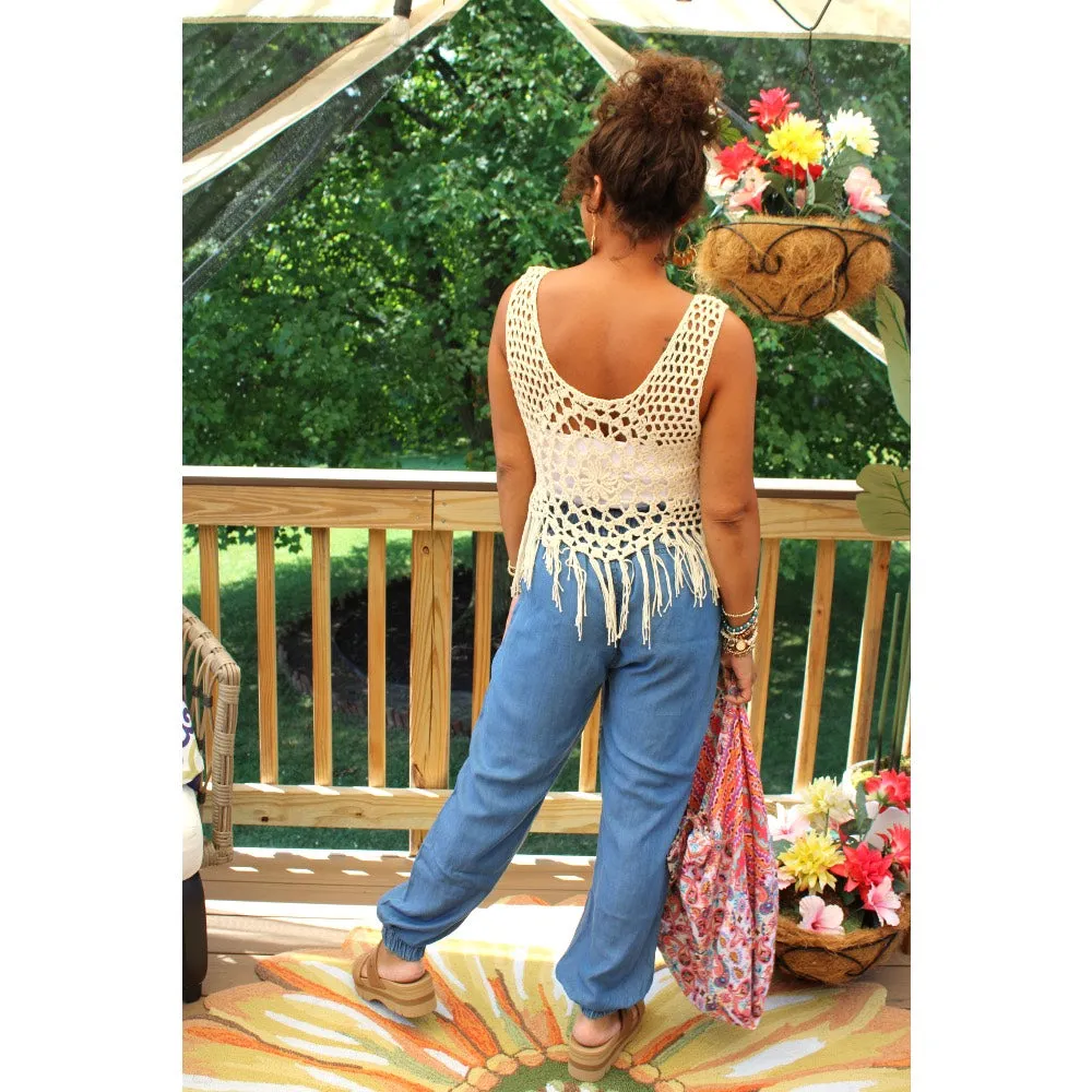 Sunny Serenity Crochet Tank Top