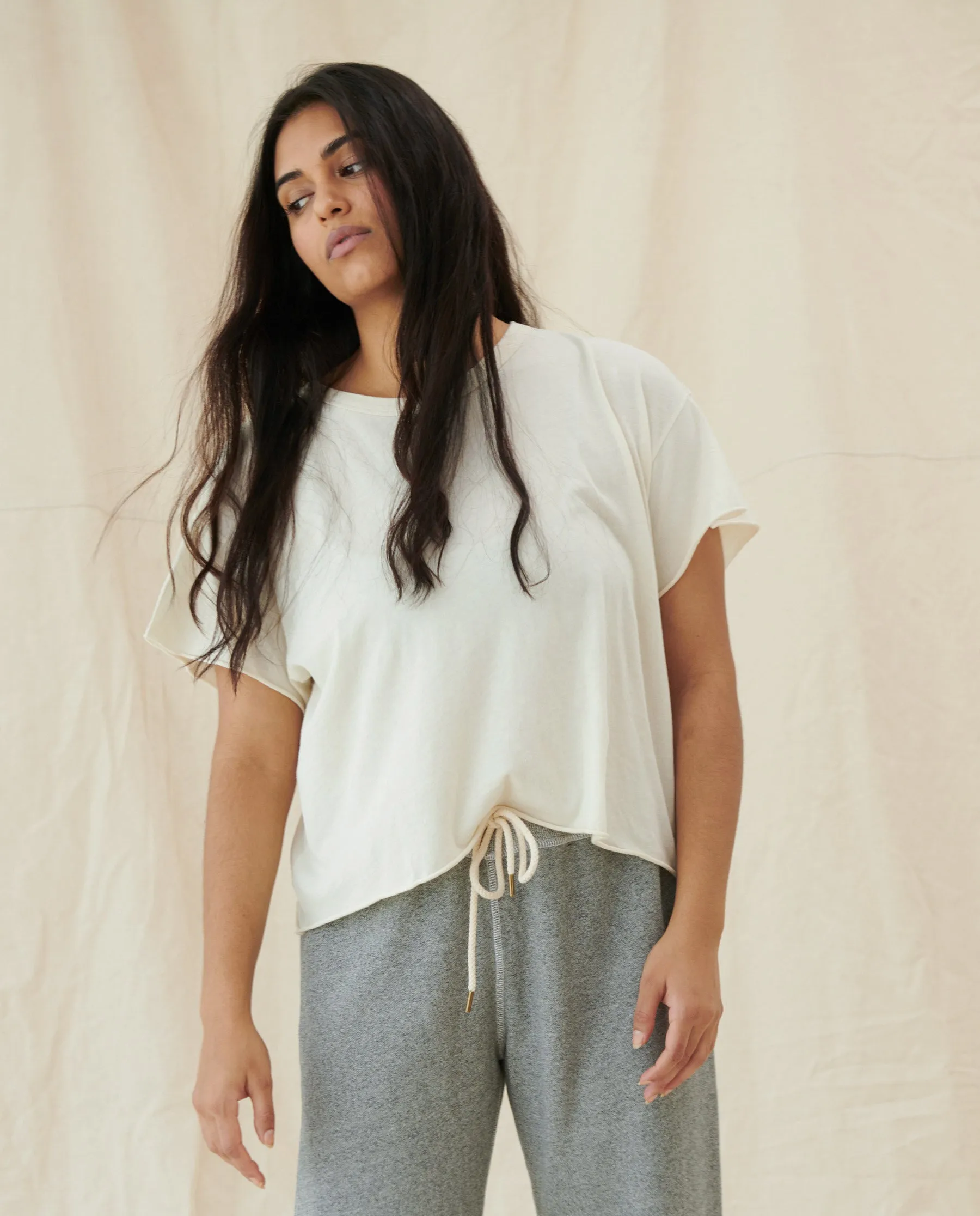 The Crop Tee. Solid -- WASHED WHITE