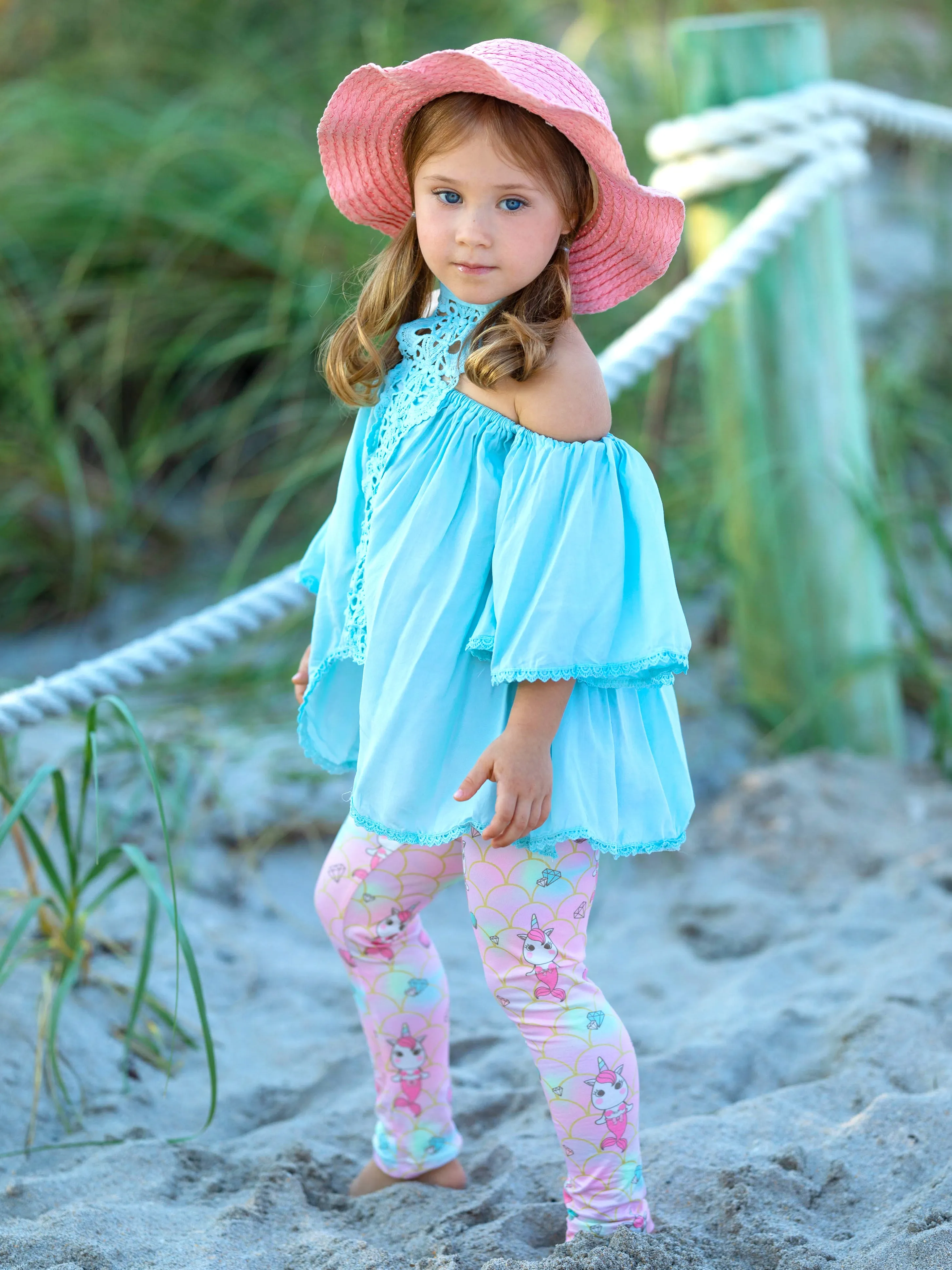 Unicorn Mermaid Lace Tunic and Legging Set