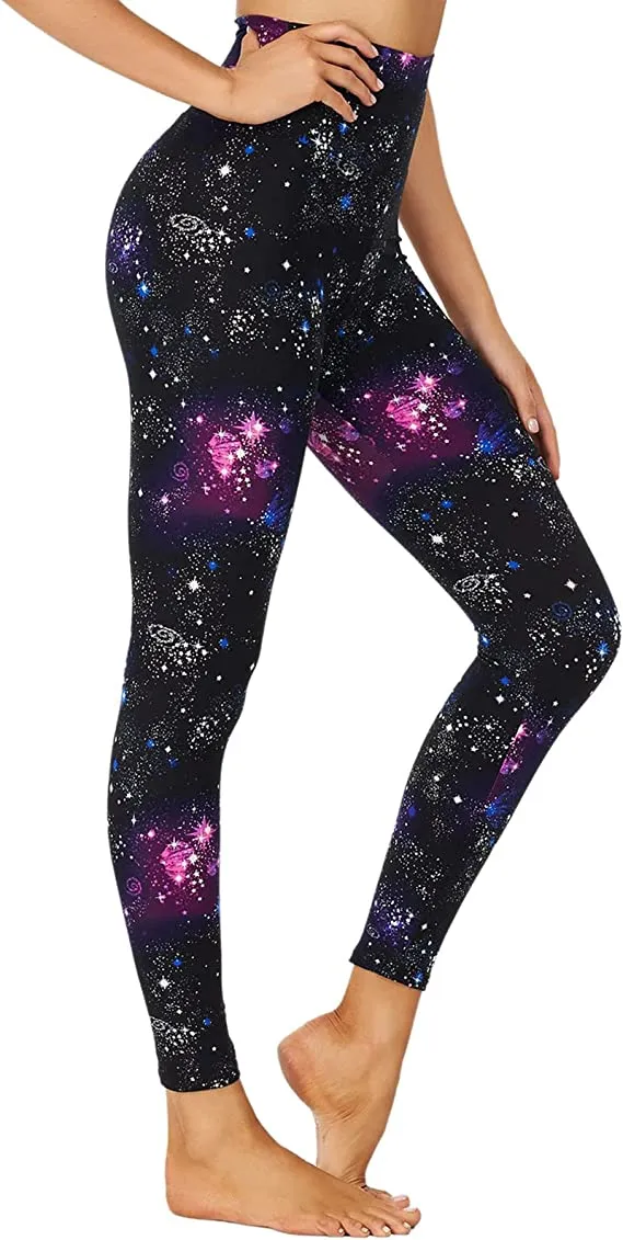 Wholesale High Waisted Galaxy Leggings Soft Slim Tummy Control Printed Pants