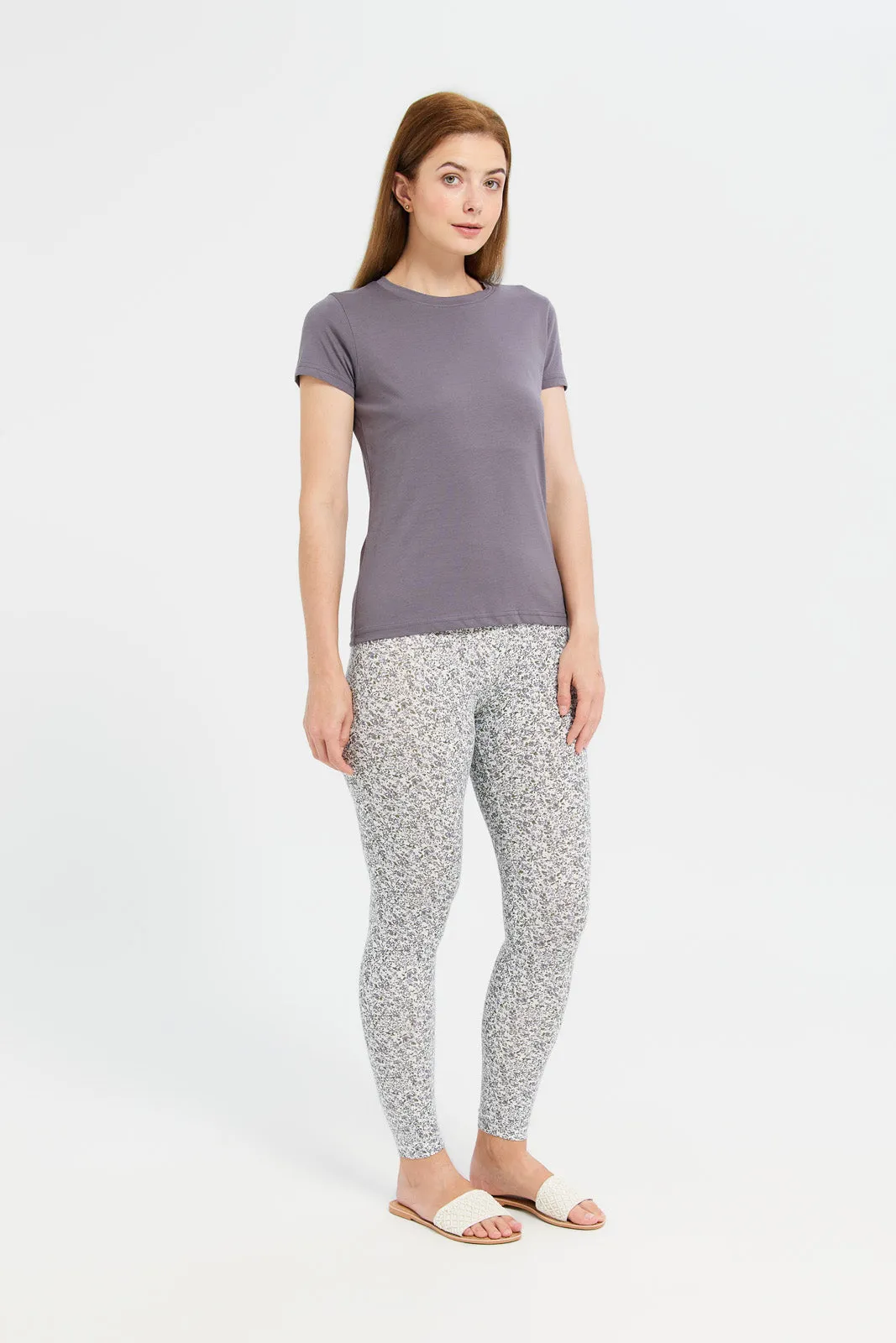 Women Grey Printed Leggings