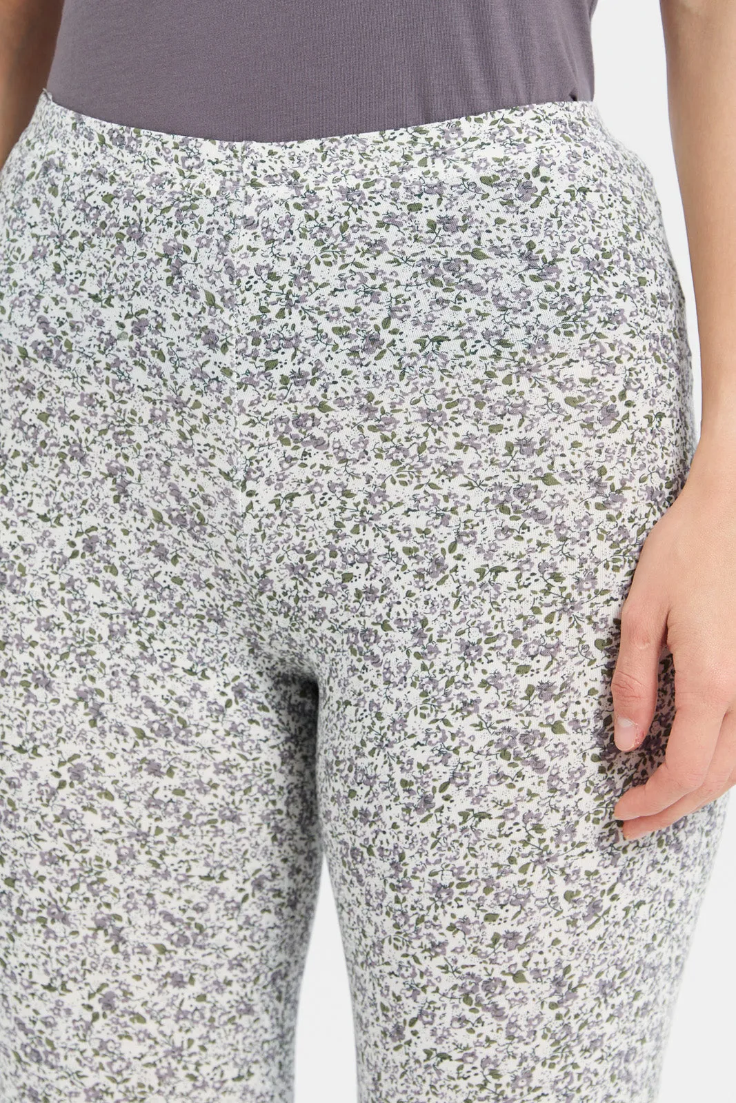 Women Grey Printed Leggings